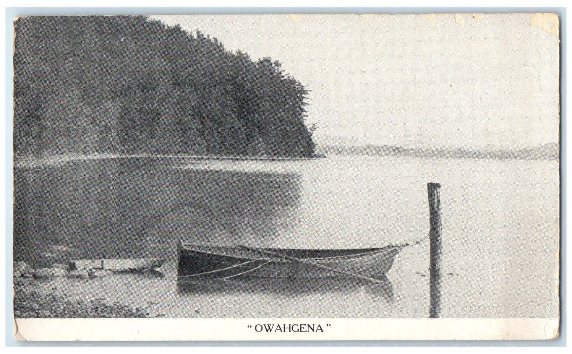 c1910 Boat Scene Owahgena Cazenovia Seminary Centennial New York NY Postcard