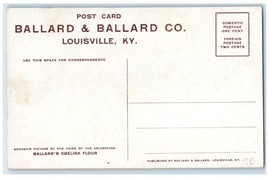 c1910 Home of Celebrated Ballard's Obelisk Flour Louisville KY Postcard