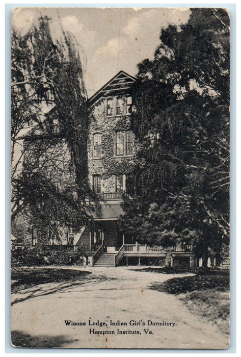 1916 Winona Lodge Indian Girl's Dormitory Hampton Institute VA Posted Postcard