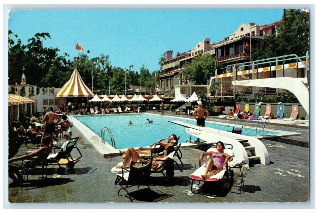 c1930's Beverly Hills Motel Sand And Pool Club Los Angeles CA Vintage Postcard