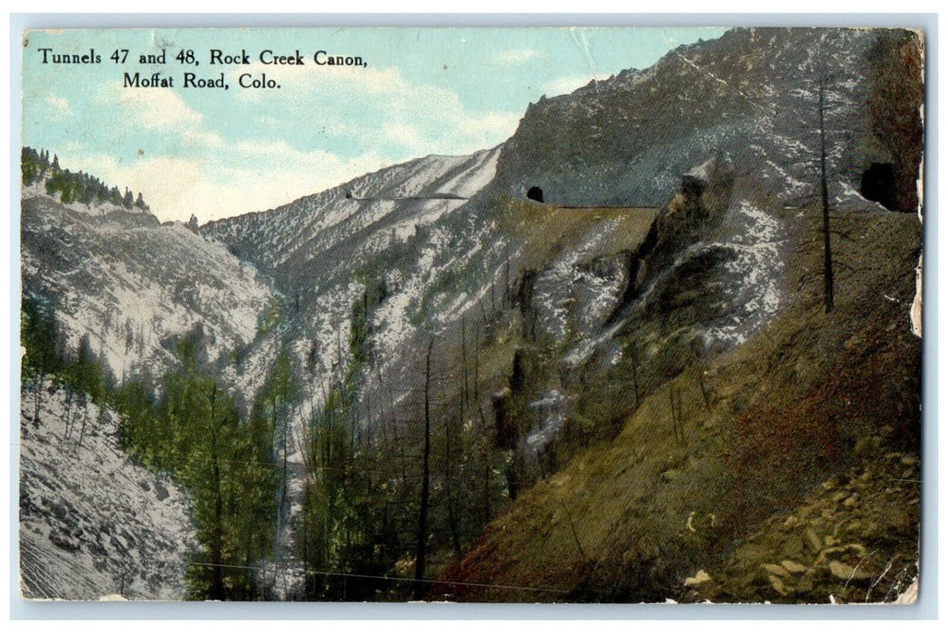 c1910's Tunnels Rock Creek Canon Mofflat Road Colorado CO Antique Postcard