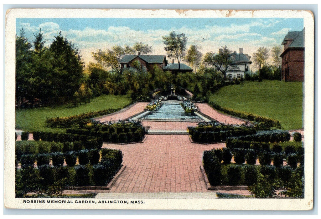 c1930's Robbins Memorial Garden Arlington Massachusetts MA Posted Postcard