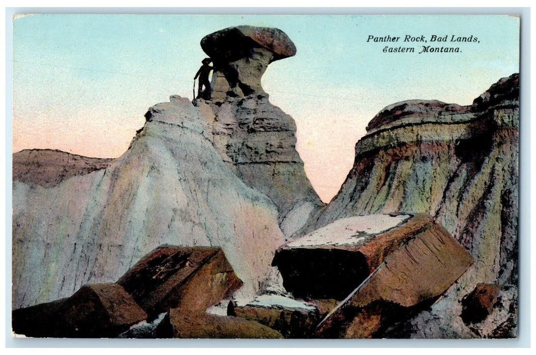 c1910's View Of Panther Rock Bad Lands Eastern Montana MT Antique Postcard