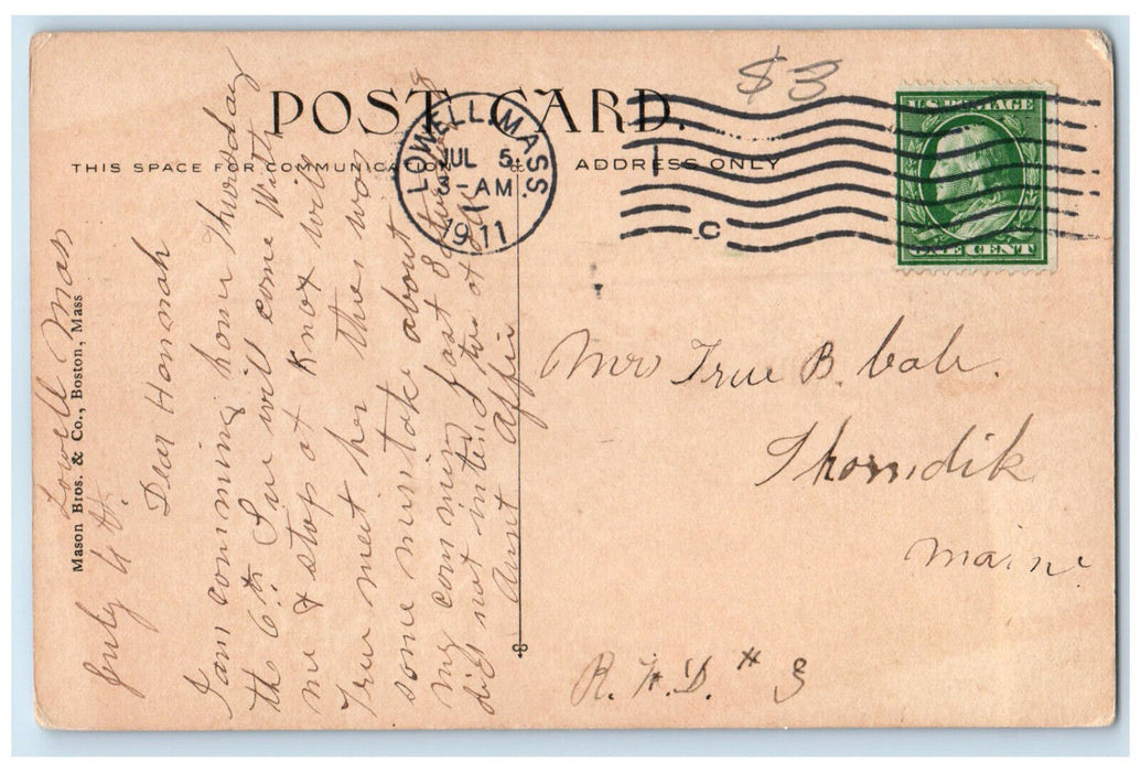 1911 Merrimack River from Andover Street Lowell Massachusetts MA Postcard