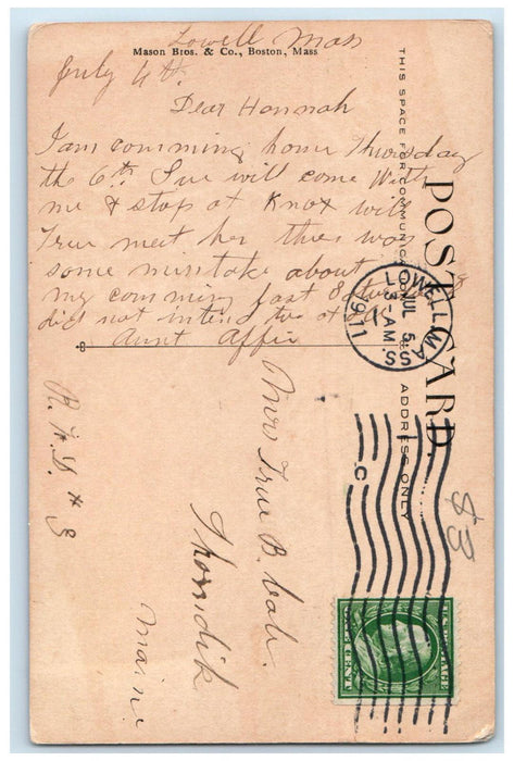 1911 Merrimack River from Andover Street Lowell Massachusetts MA Postcard