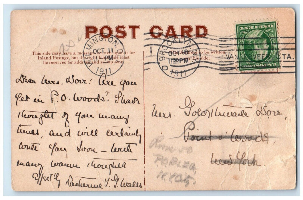 1911 National Capitol Hilton Wilmington Delaware DE Posted Antique Postcard