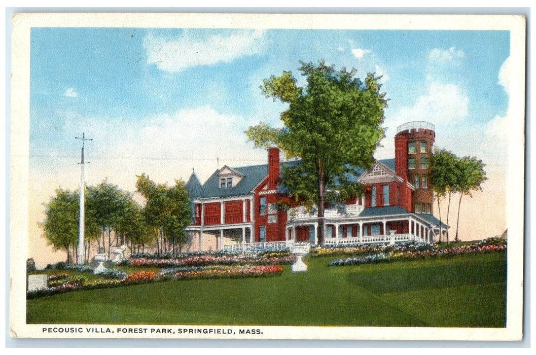 c1910's View Of Pecousic Villa Forest Park Springfield Massachusetts MA Postcard