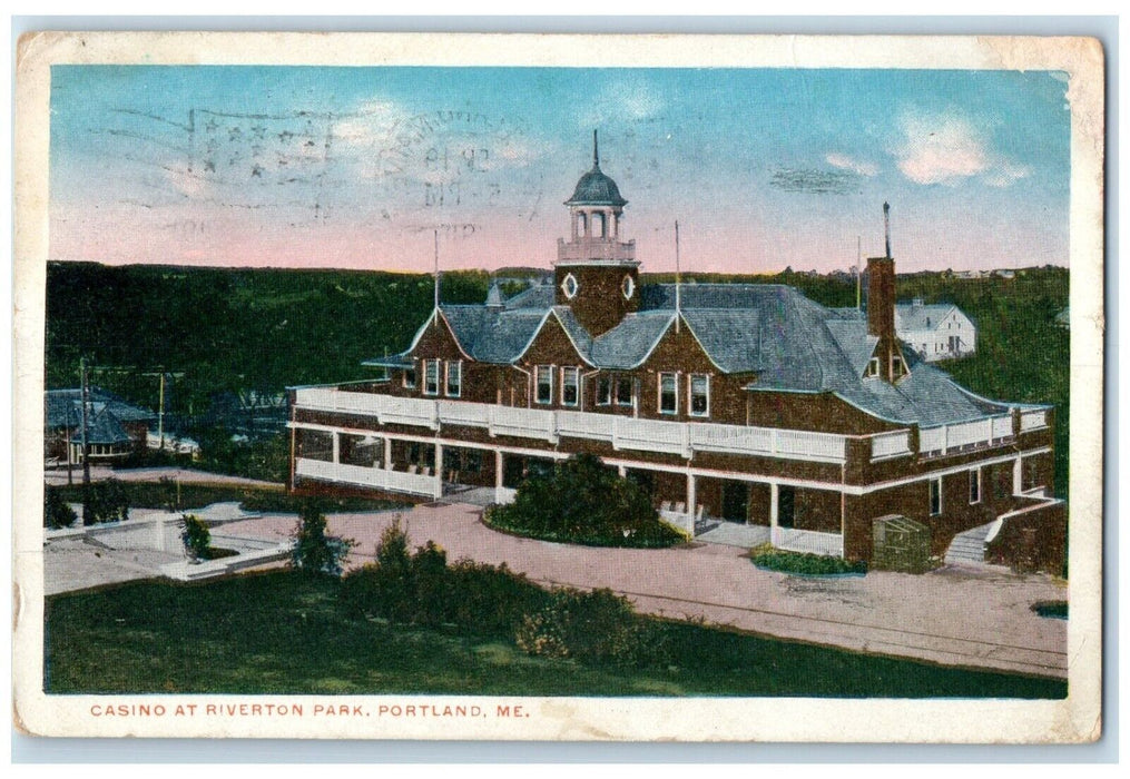 1916 Bird's Eye View Of Casino At Riverton Park Portland Maine ME Postcard