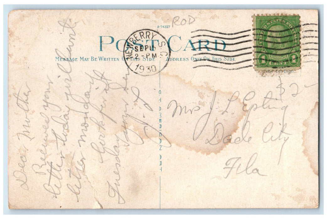 1930 Lutheran Church Newberry South Carolina SC Vintage Posted Postcard