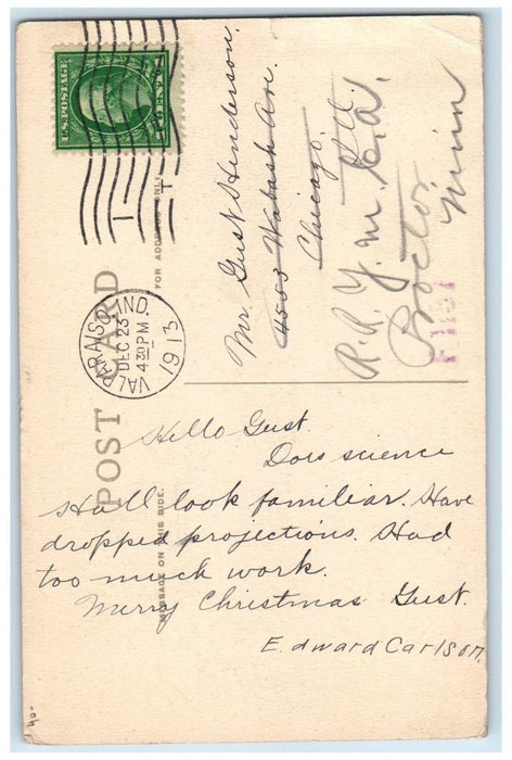 1913 Valparaiso University Science Hall Valparaiso IN Pine Cone Berries Postcard