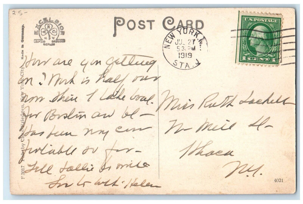 1919 The Last Harlem Goat New York NY Posted Antique Postcard
