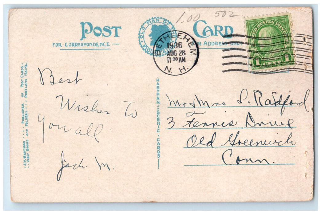 1936 The Highland Hotel Bethlehem White Mountains New Hampshire NH Postcard