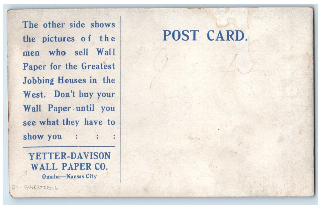 Yetter Davison Wall Paper Co. Omaha Kansas City KS Advertising Antique Postcard