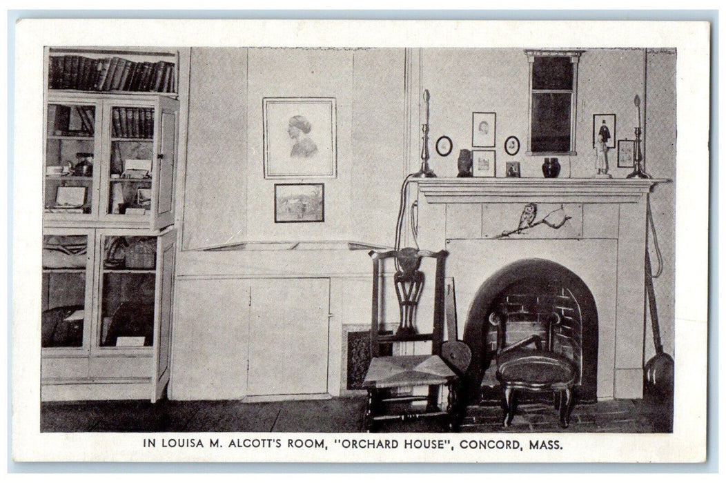 c1950's Louisa M. Alcott's Room Orchard House Concord Massachusetts MA Postcard