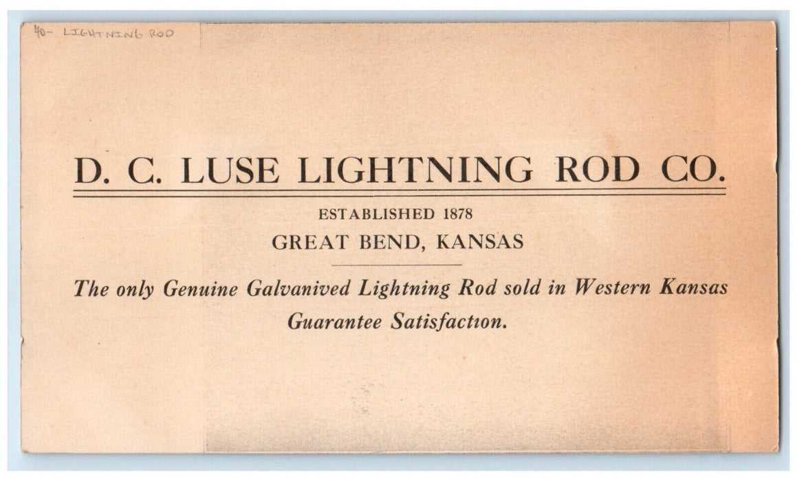 Residence Of DC Luse Lightning Rod Co. Great Bend Kansas KS Antique Postcard