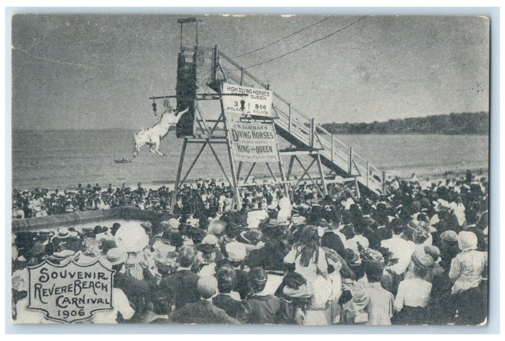 c1905 Souvenir Revere Beach Carnival High Diving Horse Massachusetts MA Postcard