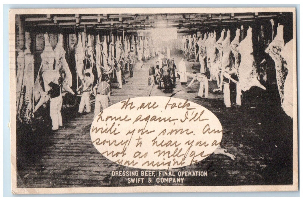 1903 Dressing Beef Final Operation Swift & Company Factory Chicago IL Postcard