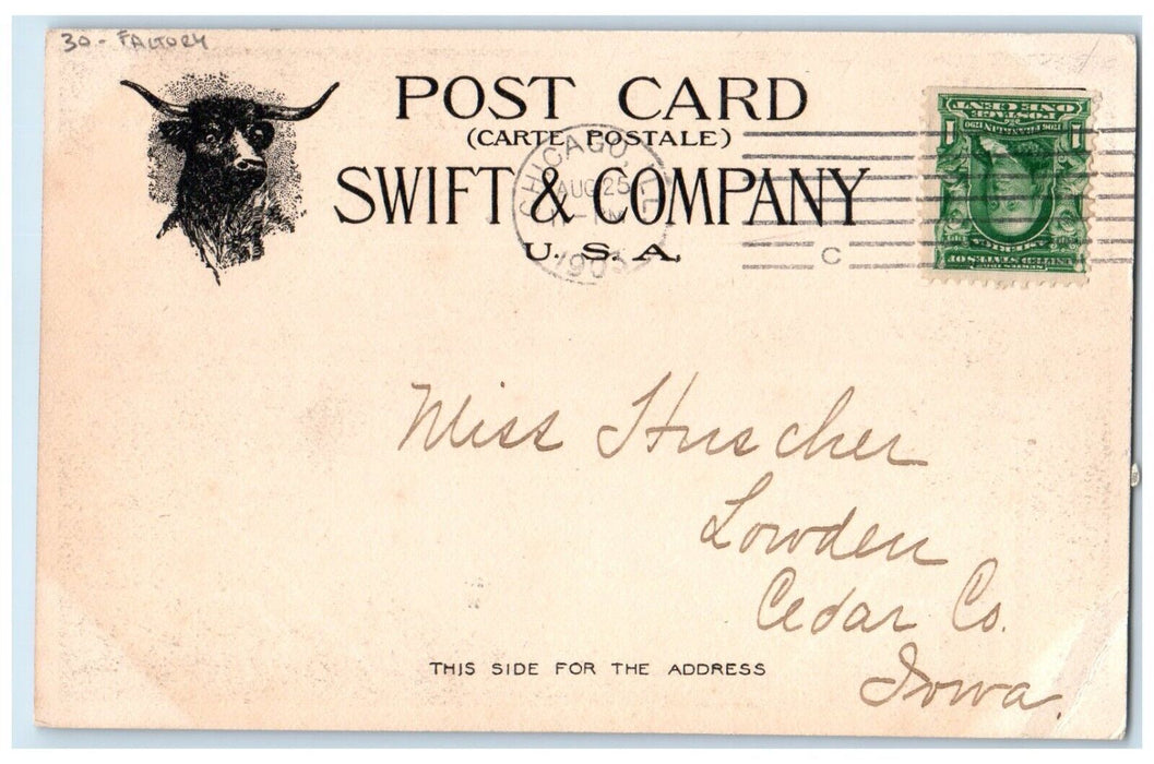 1903 Dressing Beef Final Operation Swift & Company Factory Chicago IL Postcard