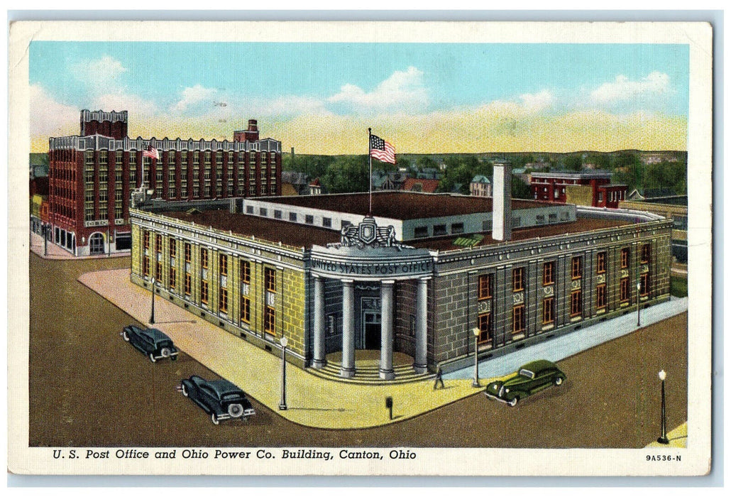 1945 US Post Office and Ohio Power Co. Building Canton Ohio OH Postcard