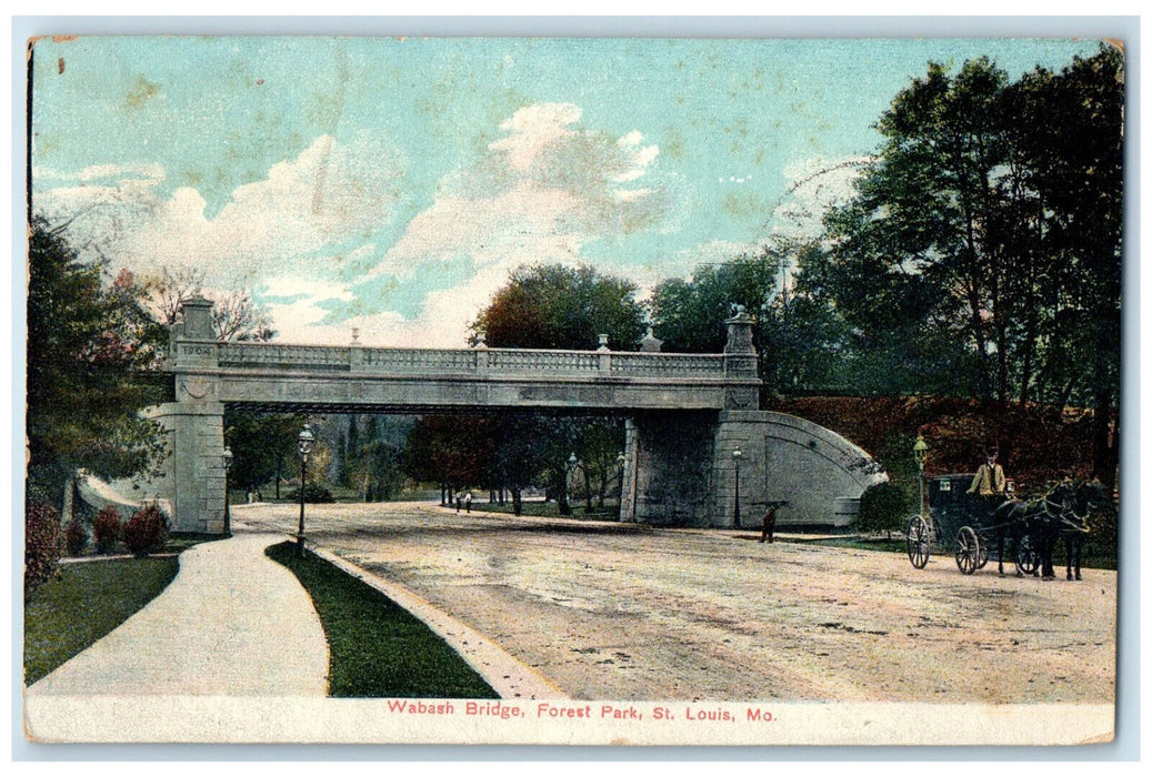 1909 Wabash Bridge Forest Park St. Louis Missouri MO Posted Postcard