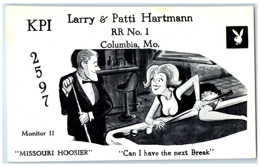 Larry & Patti Hartman Risque Billiard Playboy Columbia Missouri MO Postcard