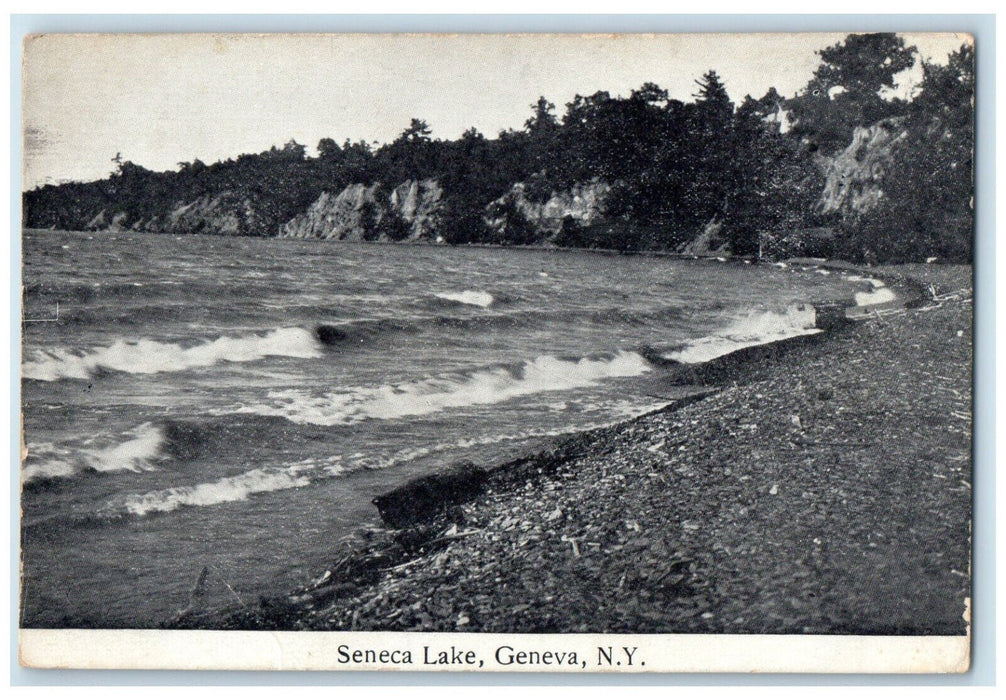 1907 View of Sea Waves Seneca Lake Geneva New York NY Antique Postcard