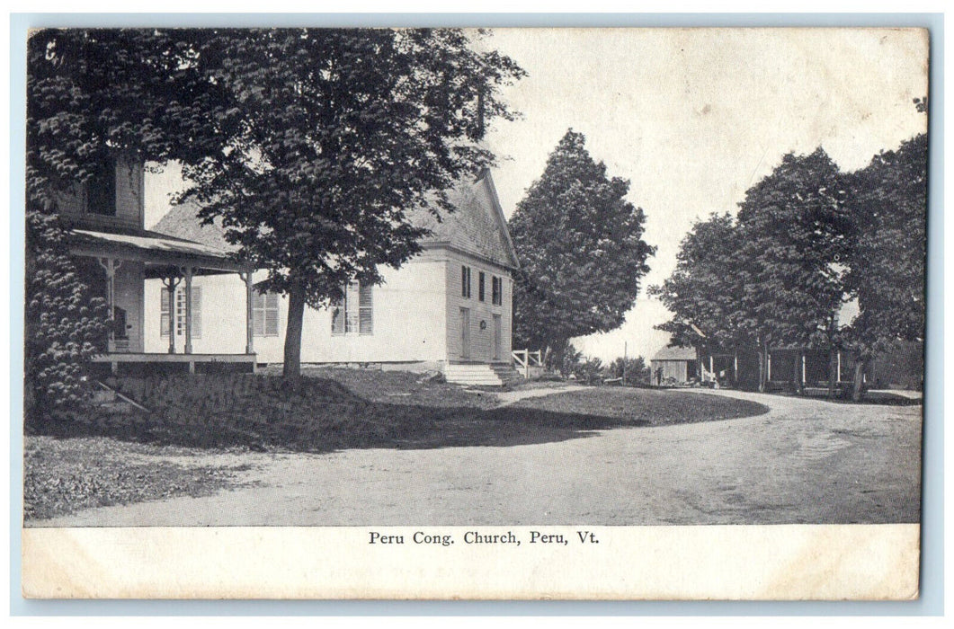 c1910 Entrance View Peru Cong. Church Peru Vermont VT Antique Posted Postcard