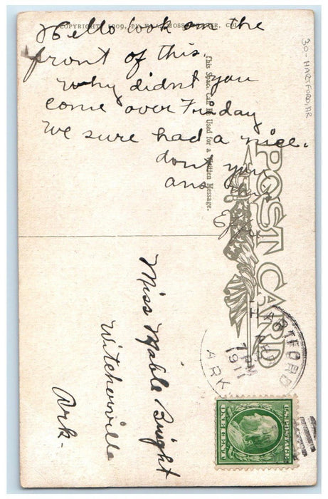 1911 Woman Head Say Kid Hain't You Goin T Write Hartford Arkansas KS Postcard
