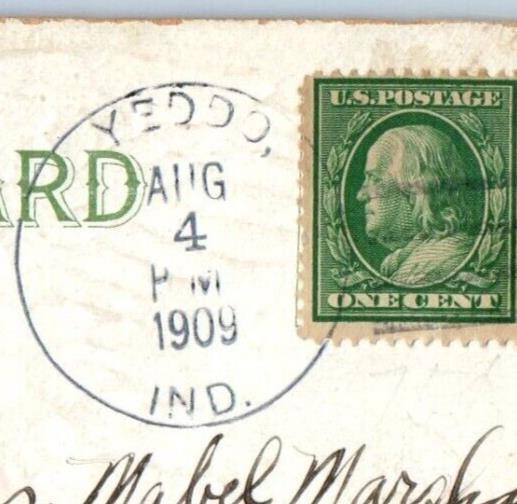 1909 Best Wishes Eagle And Flowers Embossed Yeddo Indiana IN Antique Postcard