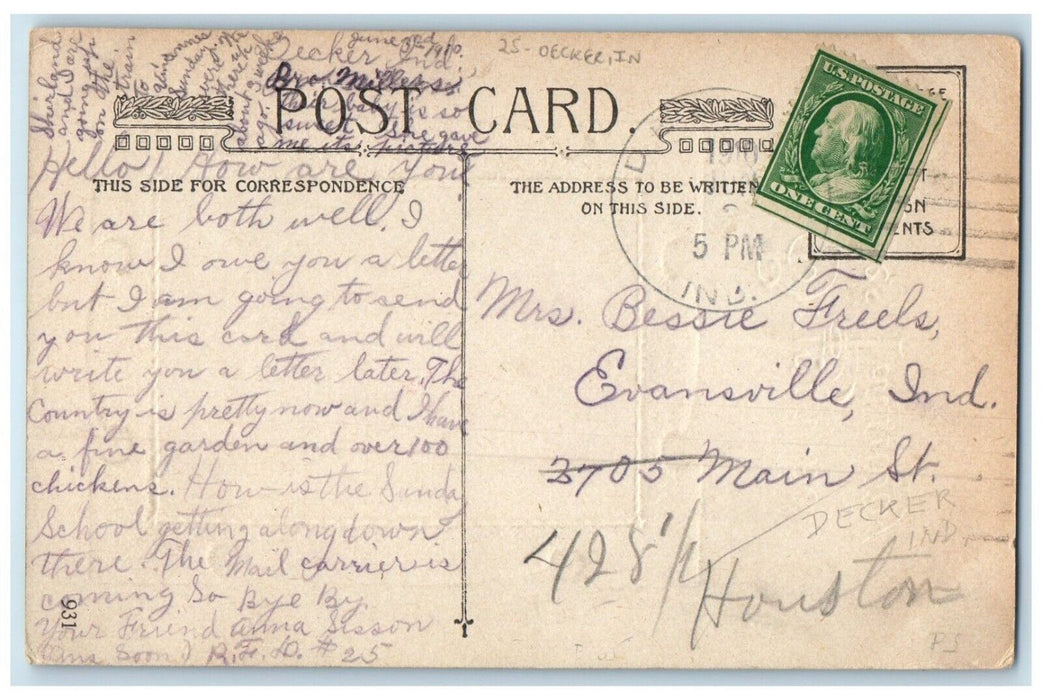 c1910's Bright Be Life's Pathway Trees Winter Decker Indiana IN Antique Postcard