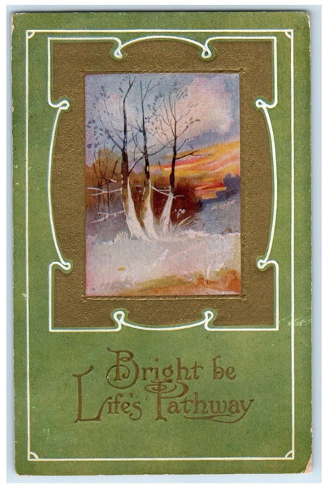 c1910's Bright Be Life's Pathway Trees Winter Decker Indiana IN Antique Postcard