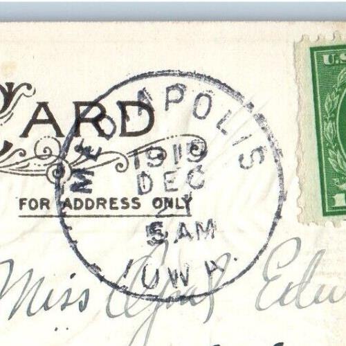 1915 Merry Christmas Poinsettia Flowers Embossed Mediapolis Iowa IA Postcard