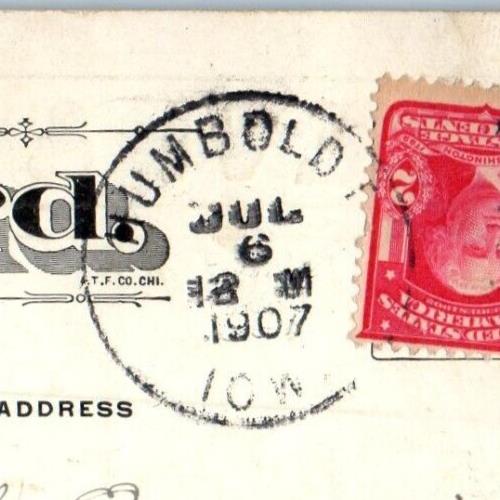 1907 Levi & Cohen Imported Skins Humbold Iowa IA Posted Antique Postcard