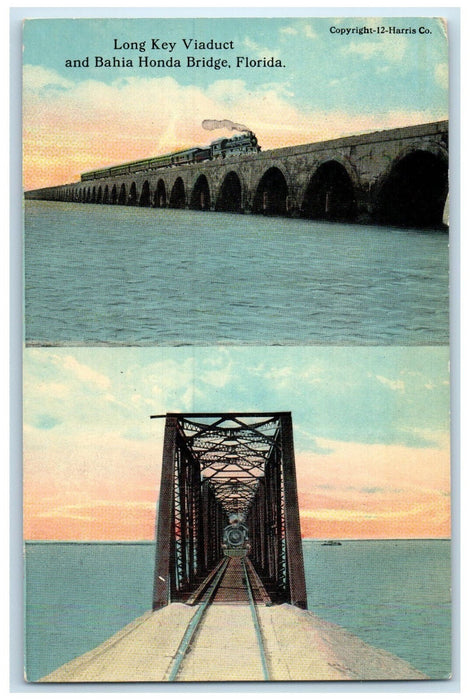 c1910 Long Key Viaduct and Bahia Honda Bridge Florida FL Unposted Postcard