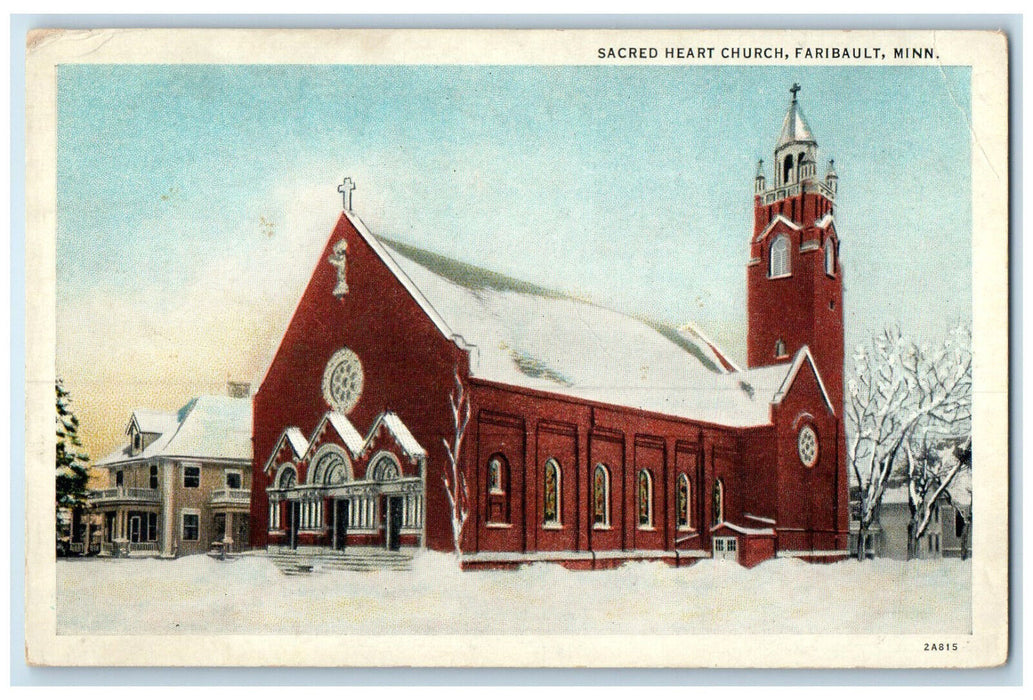 c1930's Sacred Heart Church Faribault Minnesota MN Unposted Postcard