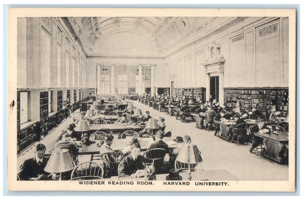 c1940's Widener Reading Room Harvard University Cambridge MA Vintage Postcard