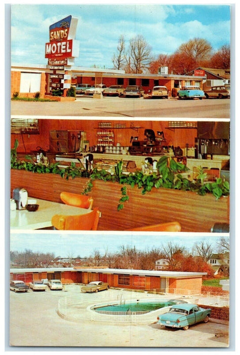 c1960's Sands Motel And Restaurant Rogers Arkansas AR, Multiview Postcard