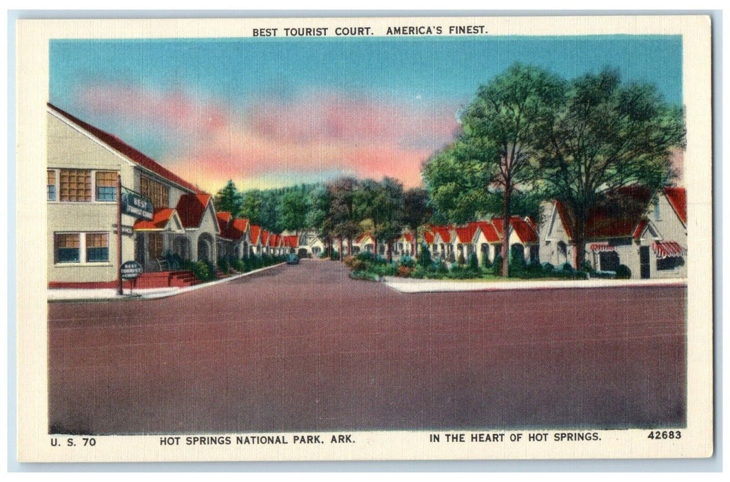 c1930's Best Tourist Court Hot Springs National Park Arkansas AR Postcard