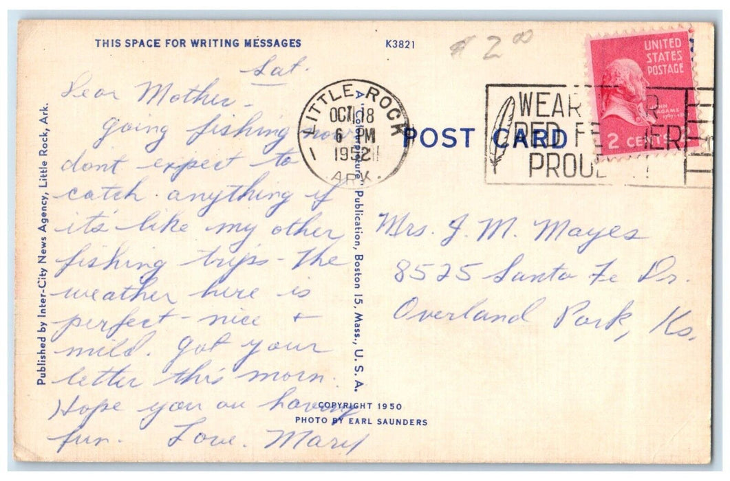1952 Lobby Of Veteran's Hospital Little Rock Arkansas AR Posted Vintage Postcard