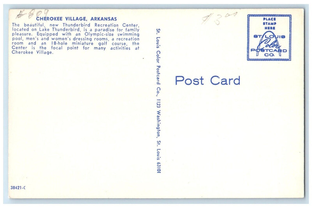 c1950's Aeiral View Of Cherokee Village Arkansas AR, Cars Vintage Postcard