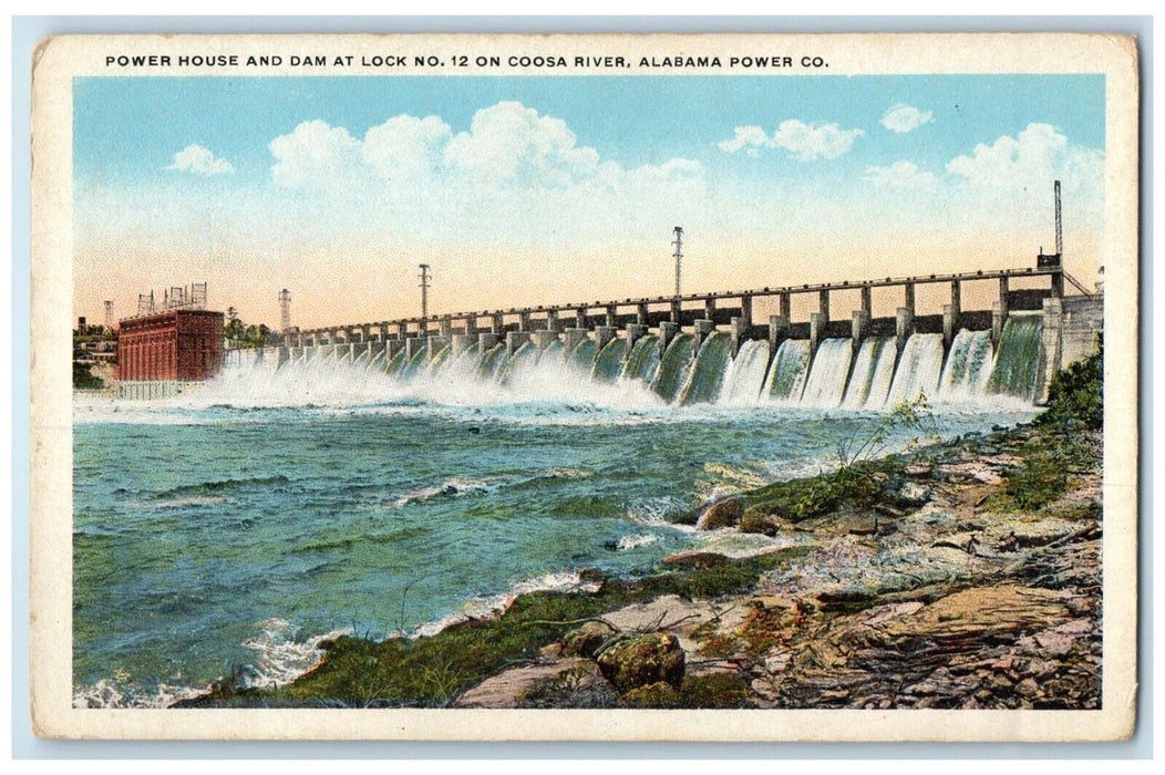 c1920 Power House Dam Lock No. 12 Coosa River Alabama Power Co. Vintage Postcard