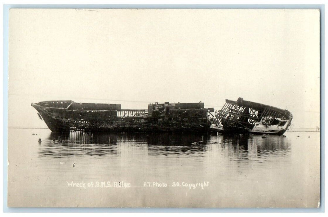 c1910's Wreck Of The SMS Adler German Shipwreck Ship Samoa RPPC Photo Postcard