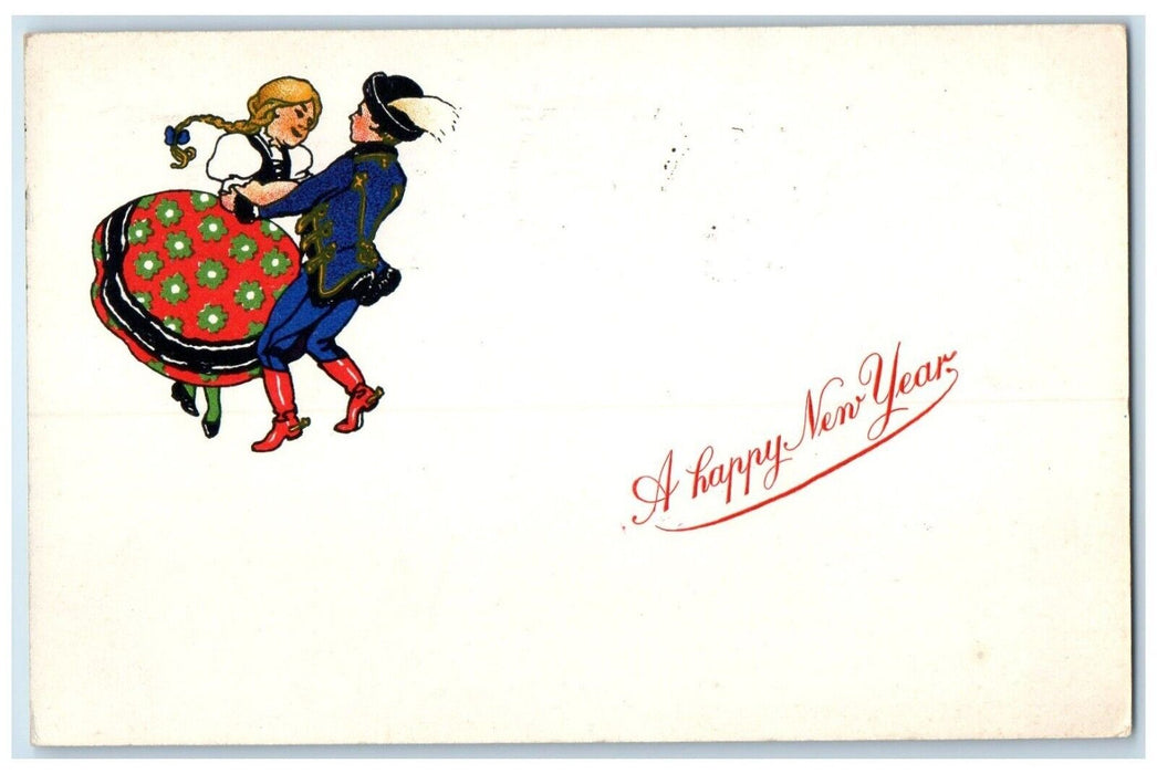1937 Happy New Year Children Dancing Budapet Hungary Posted Vintage Postcard