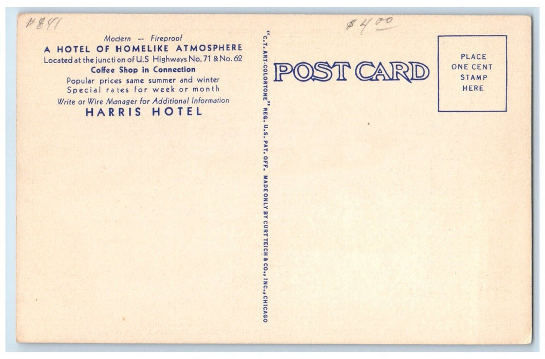 Harris Hotel Building Cars The Palace Of Ozarks Arkansas AR Vintage Postcard