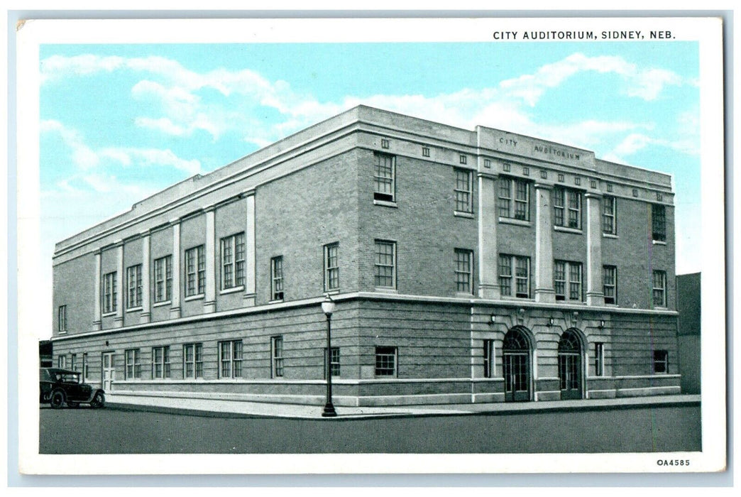 c1920's City Auditorium Sidney Nebraska NE Antique Unposted Postcard