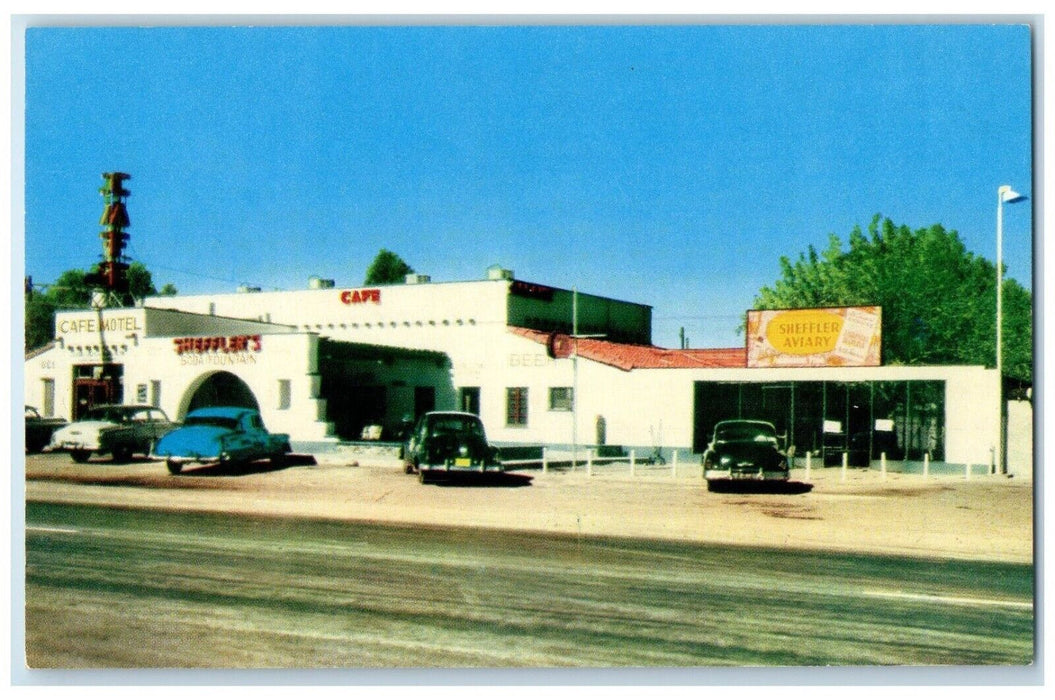 c1950's Sheffler's Cafe And Motel Roadside Cars Salome Arizona AZ Postcard