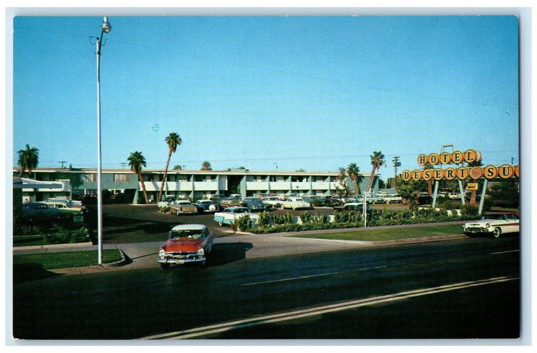 c1960's Hotel Desert Sun Cars Roadside Scene Phoenix Arizona AZ Vintage Postcard