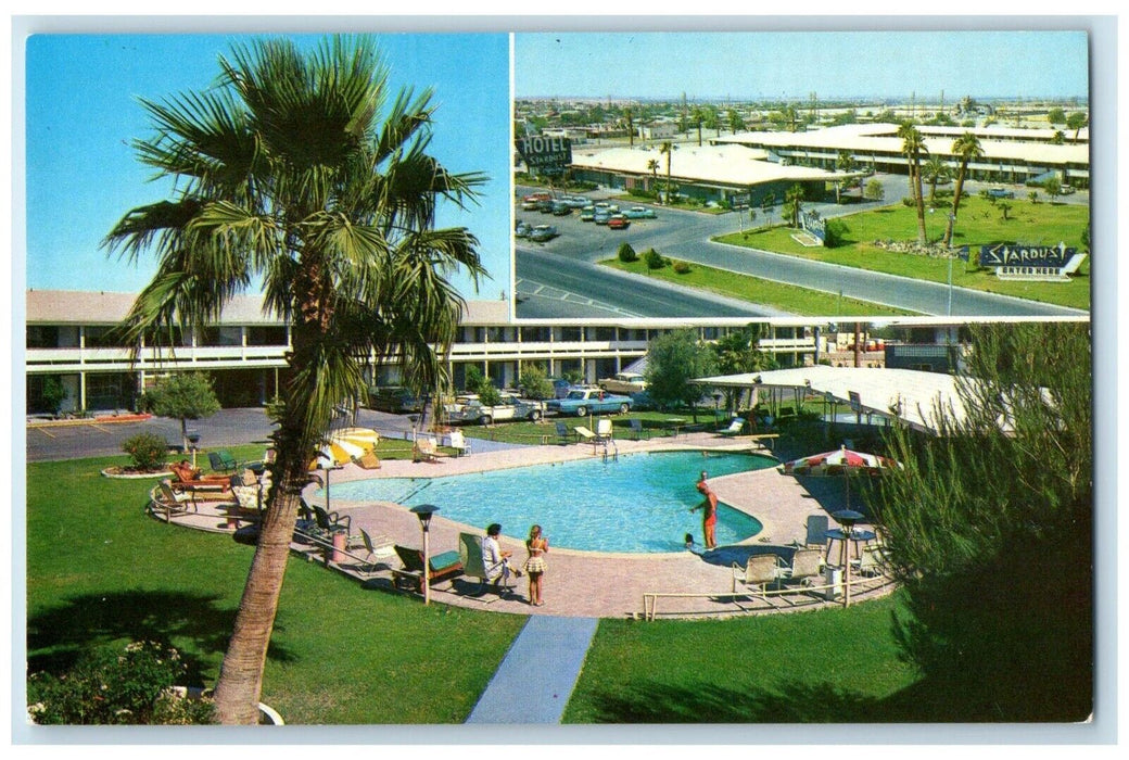 c1960's Hotel Stardust Swimming Pool Yuma Arizona AZ, Multiview Vintage Postcard