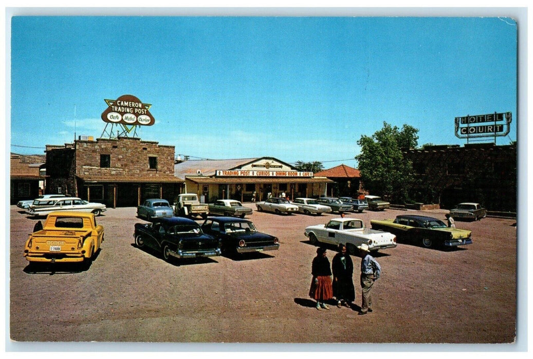 c1950's Cameron Trading Post Cars Grand Canyon National Park Arizona AZ Postcard