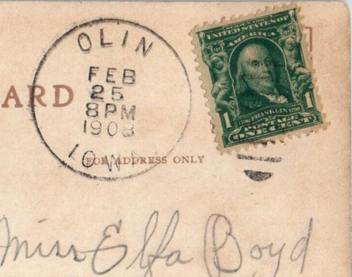 1908 The Old Village Blacksmith Olin Iowa IA Posted Antique Postcard